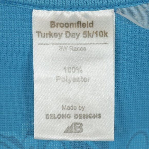 Broomfield Turkey Day 5K/10K Women's Small Blue Graphic V-Neck Short Sleeve Tee - Picture 7 of 7
